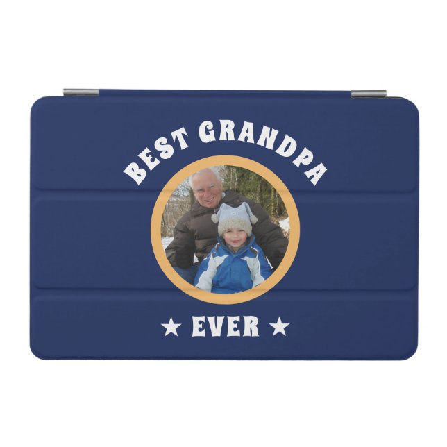 Personalized Best Grandpa Ever Custom Family Photo iPad Mini Cover (Horizontal)