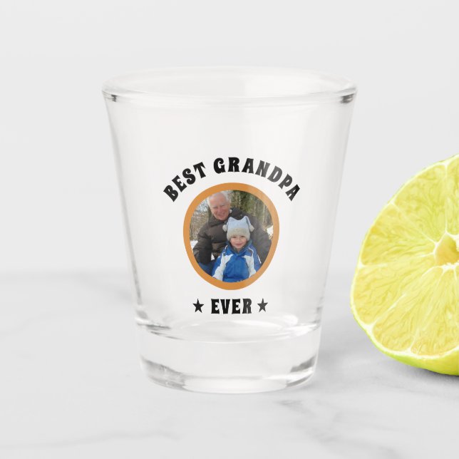 Personalized Best Grandpa Ever Custom Family Photo Shot Glass (Front)