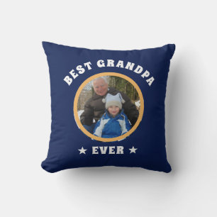 Personalized Best Grandpa Ever Custom Family Photo Throw Pillow