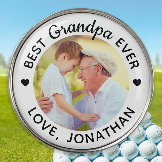 Personalized Best Grandpa Ever Custom Photo Golf Ball Marker (Creator Uploaded)