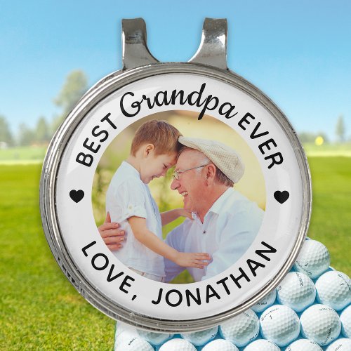 Personalized Best Grandpa Ever Custom Photo Golf Hat Clip