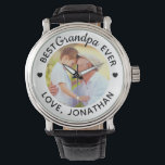 Personalized Best Grandpa Ever Custom Photo Watch<br><div class="desc">Best Grandpa Ever ... Customize these grandfather watch with your grandchild's favorite photo and name . Whether it's a grandfather birthday, fathers day or Christmas, these grandpa watch with be a favorite. Great gift to all grand dads, grandfathers from the kids ! COPYRIGHT © 2020 Judy Burrows, Black Dog Art...</div>