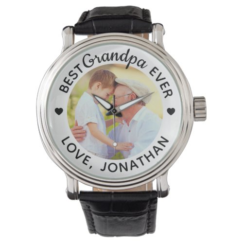 Personalized Best Grandpa Ever Custom Photo Watch