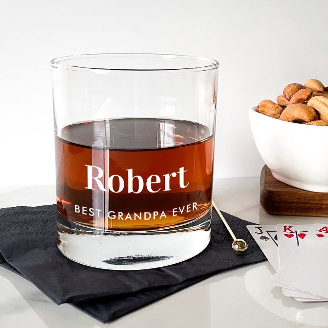 Personalized Best Grandpa Ever Monogrammed Whiskey Glass (Creator Uploaded)