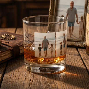 Personalized Best Grandpa Ever Photo  Whiskey Glass