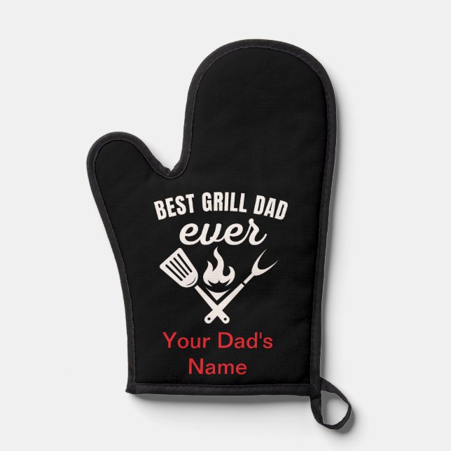 Personalized Best Grill Dad Ever Oven Mitt and Pot (Front)