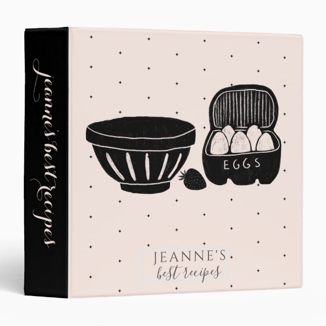 Personalized Best Illustrated Pink Black 3 Ring Binder (Front/Spine)