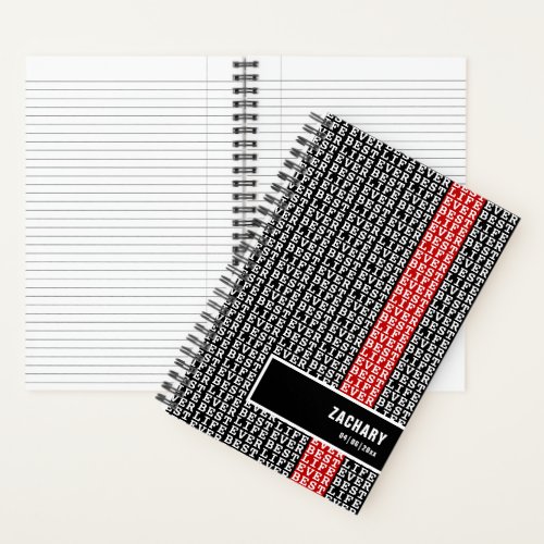 Personalized Best Life Ever Black White Red Stripe Notebook