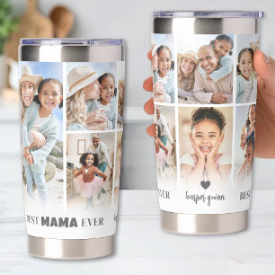 Personalized Best Mama Photo Collage Mother Insulated Tumbler