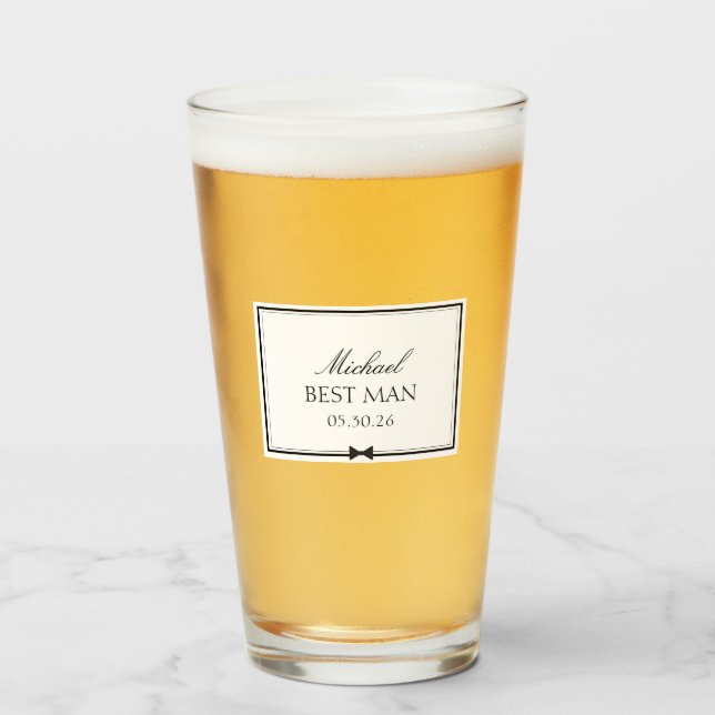 Personalized Best Man Bowtie Wedding Party Gift Glass (Front Filled)
