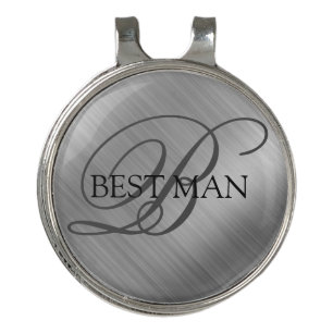 Personalized Best Man Brushed Silver Golf Hat Clip