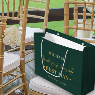 Personalized Best Man Emerald Green Thank You Large Gift Bag