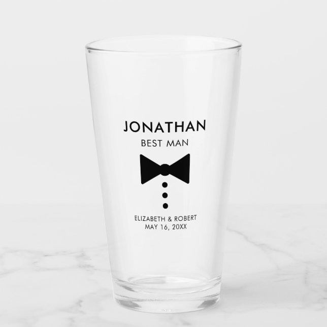 Personalized Best Man Gift Modern Tuxedo Wedding   Glass (Front)