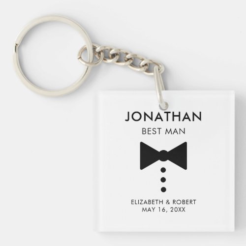 Personalized Best Man Gift Modern Tuxedo Wedding  Keychain