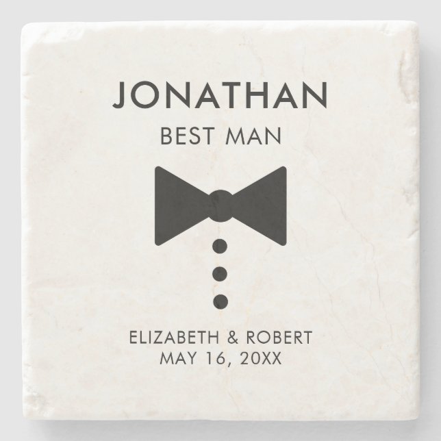 Personalized Best Man Gift Modern Tuxedo Wedding   Stone Coaster (Front)