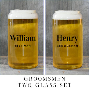 Personalized Best Man Groomsman Wedding Can Glass