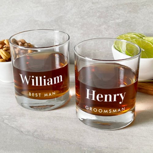 Personalized Best Man Groomsman Wedding Whiskey Glass