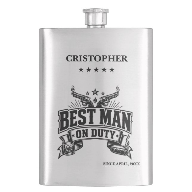 Personalized Best Man On Duty Flask (Front)