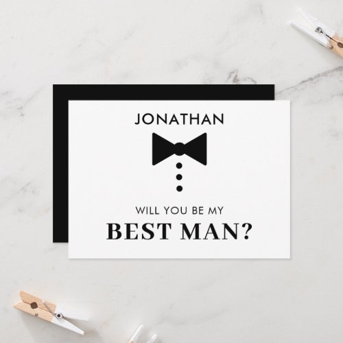 Personalized Best Man Proposal Modern Tuxedo  Invitation