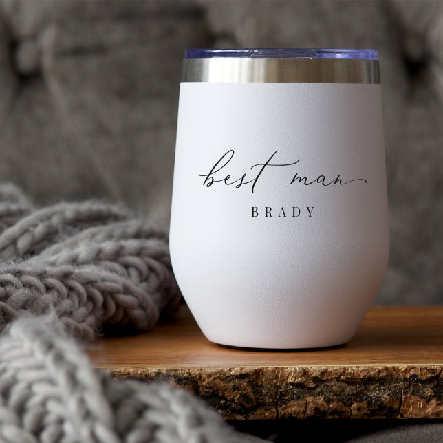 Personalized Best Man Script Wedding Thermal Wine Tumbler (Creator Uploaded)