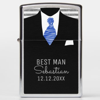 Personalized Best Man Suit And Blue Tie Zippo Lighter by Ricaso_Wedding at Zazzle