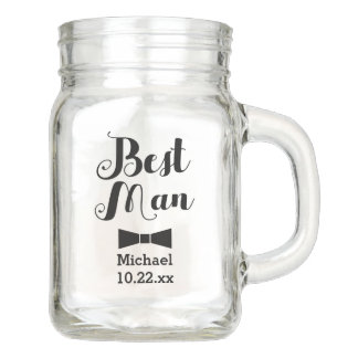 Personalized Best Man Wedding Bridal Groomsman Mason Jar