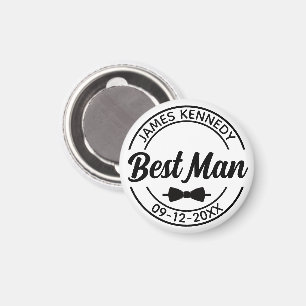 Personalized Best Man with Name and Wedding Date Magnet