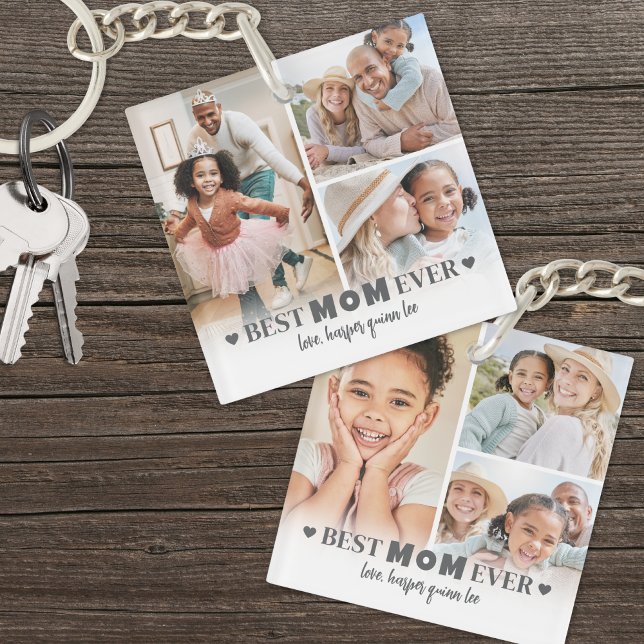 Personalized Best Mom 6 Photo Collage Mother Keychain (Personalized Best Mom 6 Photo Collage Mother Keychain)