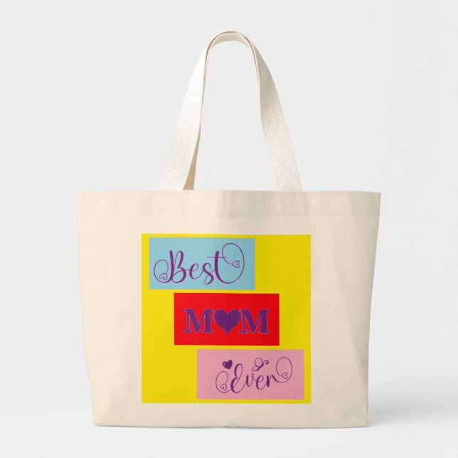 Personalized BEST MOM EVER 11 Script  Large Tote B (Front)