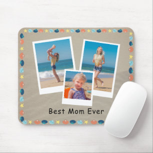 Personalized Best Mom Ever Beach Themed 3 Photo Mouse Pad