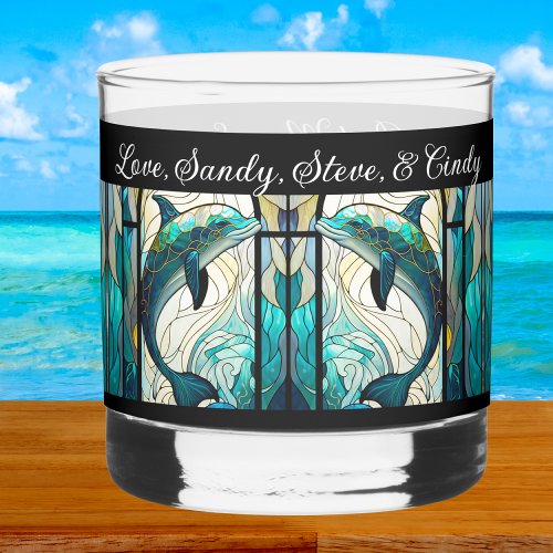 Personalized Best Mom Ever Blue and Teal Dolphin Whiskey Glass