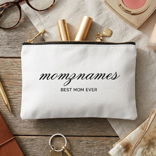 Personalized Best Mom Ever Calligraphy Name Accessory Pouch