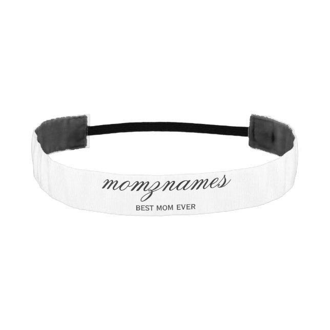 Personalized Best Mom Ever Calligraphy Name Athletic Headband (Front)