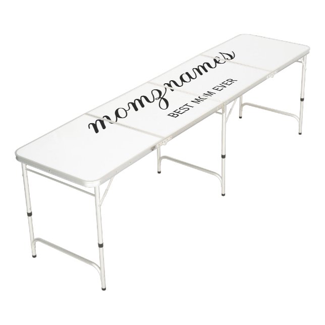 Personalized Best Mom Ever Calligraphy Name Beer Pong Table (Angled)