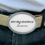 Personalized Best Mom Ever Calligraphy Name Belt Buckle<br><div class="desc">Celebrate the special moms in your life with our Personalized Best Mom Ever Calligraphy Name design, perfect for Mother's Day, birthdays, or any occasion to show your love. This elegant and customizable gift is ideal for all moms—whether they’re the world's best mom ever, dog mom, cat mom, or bonus mom!...</div>