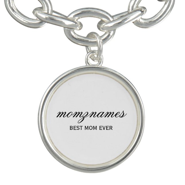 Personalized Best Mom Ever Calligraphy Name Bracelet (Design)