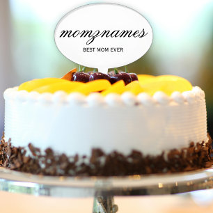 Personalized Best Mom Ever Calligraphy Name Cake Topper