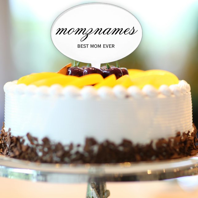 Personalized Best Mom Ever Calligraphy Name Cake Topper (Creator Uploaded)