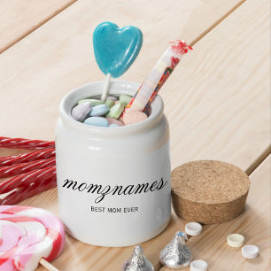 Personalized Best Mom Ever Calligraphy Name Candy Jar
