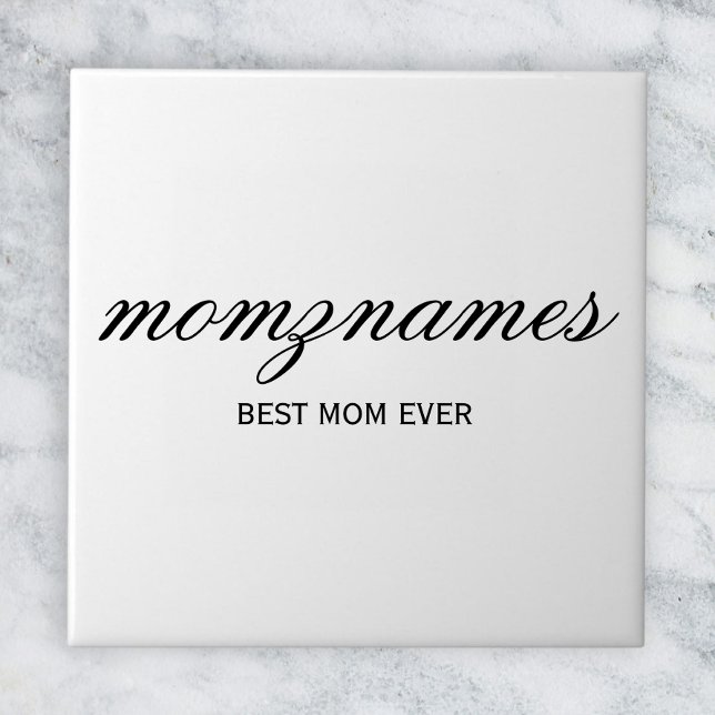 Personalized Best Mom Ever Calligraphy Name Ceramic Tile (Creator Uploaded)