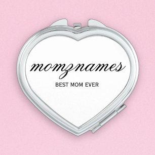 Personalized Best Mom Ever Calligraphy Name Compact Mirror