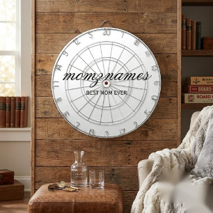 Personalized Best Mom Ever Calligraphy Name Dart Board