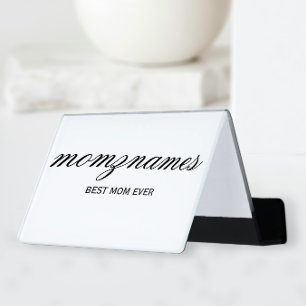 Personalized Best Mom Ever Calligraphy Name Desk Business Card Holder