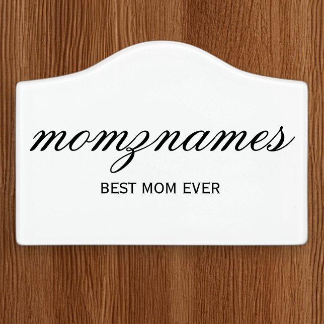Personalized Best Mom Ever Calligraphy Name Door Sign (Creator Uploaded)
