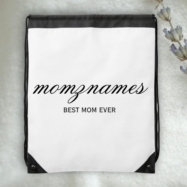 Personalized Best Mom Ever Calligraphy Name Drawstring Bag (Creator Uploaded)