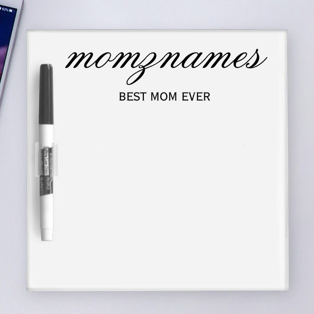 Personalized Best Mom Ever Calligraphy Name Dry Erase Board (Creator Uploaded)