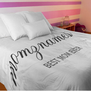 Personalized Best Mom Ever Calligraphy Name Duvet Cover