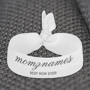 Personalized Best Mom Ever Calligraphy Name Elastic Hair Tie
