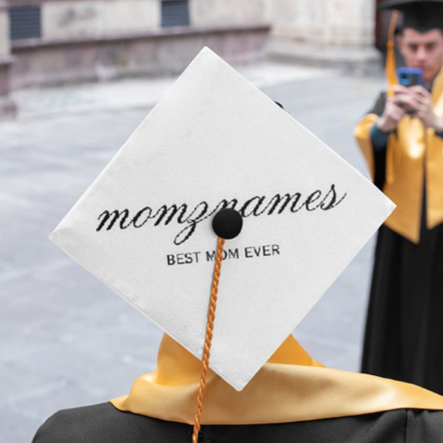 Personalized Best Mom Ever Calligraphy Name Graduation Cap Topper (Creator Uploaded)