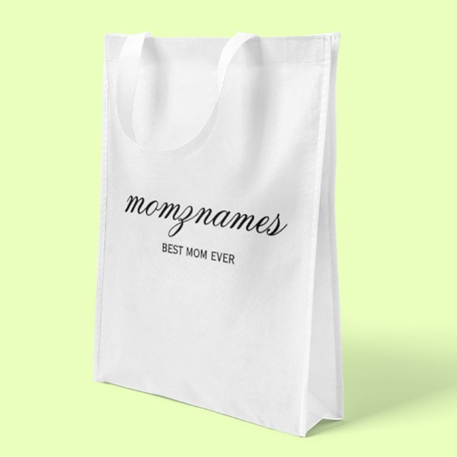 Personalized Best Mom Ever Calligraphy Name Grocery Bag (Creator Uploaded)